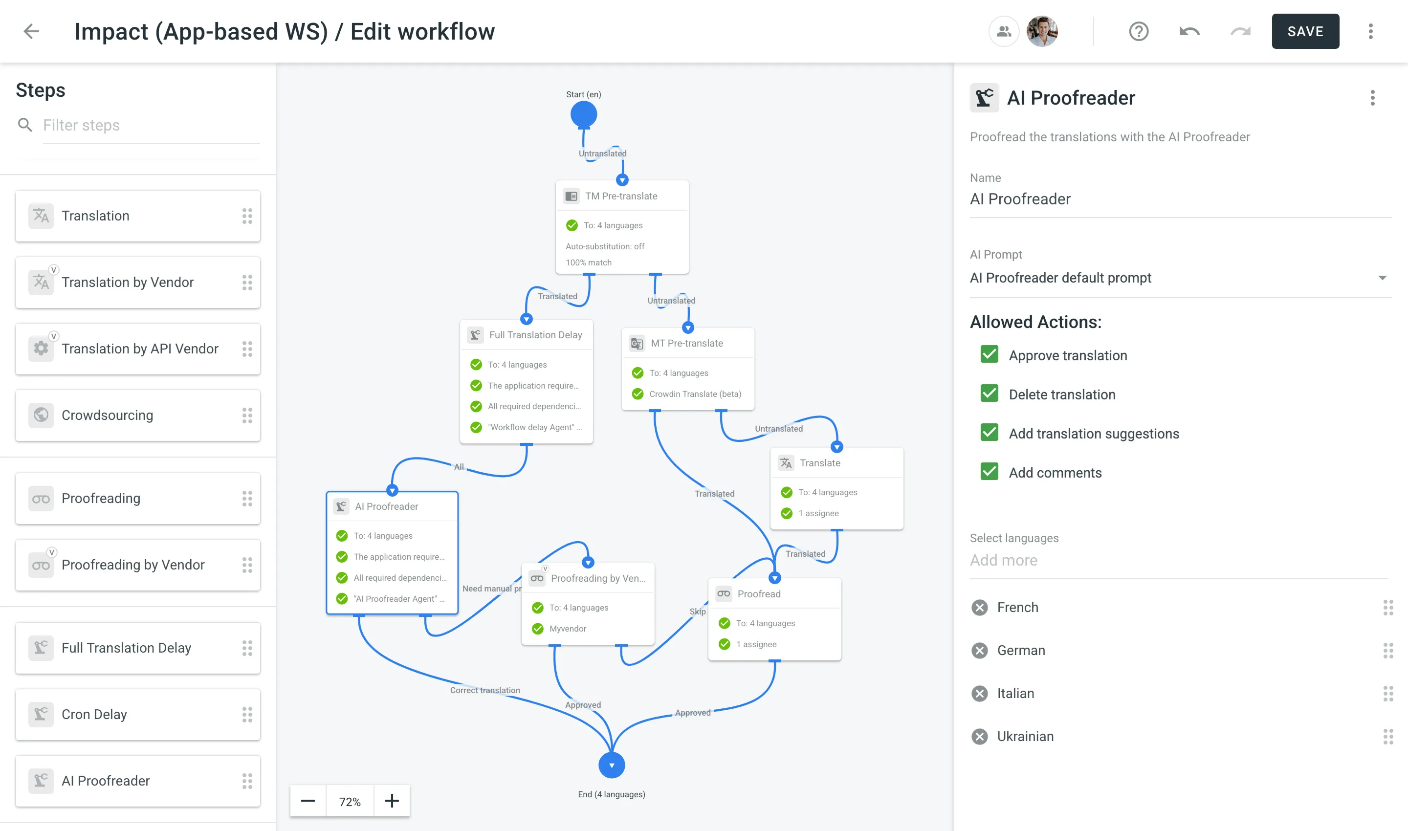 App-basierte Workflow-Schritte im Workflow-Editor